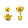 Stainless Steel Stud Earring, Flower Design, with Light Brown Crystal, Polished, Golden Finish, 02.271.0019