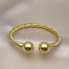 Oro Laminado Individual Bangle, Gold Filled Style Ball and Twist Design, Polished, Golden Finish, 07.341.0052