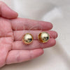 Oro Laminado Huggie Hoop, Gold Filled Style Ball Design, Polished, Golden Finish, 02.195.0291.16