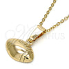 Oro Laminado Fancy Pendant, Gold Filled Style Ball Design, Diamond Cutting Finish, Golden Finish, 5.183.038