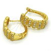 Oro Laminado Huggie Hoop, Gold Filled Style with White Cubic Zirconia, Polished, Golden Finish, 02.266.0003.1.20