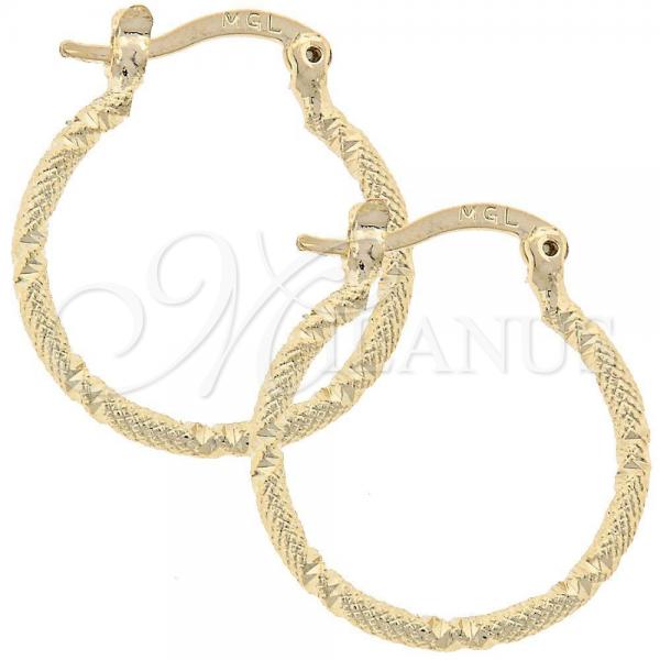 Oro Laminado Small Hoop, Gold Filled Style Diamond Cutting Finish, Golden Finish, 5.138.051.1.20