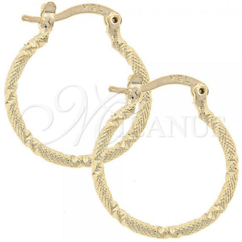 Oro Laminado Small Hoop, Gold Filled Style Diamond Cutting Finish, Golden Finish, 5.138.051.1.20