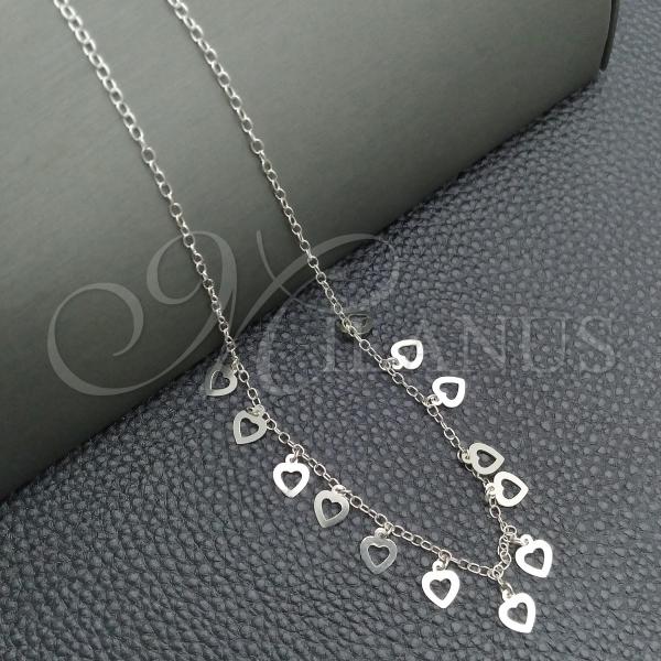 Sterling Silver Fancy Necklace, Leaf Design, Polished, Silver Finish, 04.395.0002.18