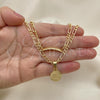 Oro Laminado Necklace and Bracelet, Gold Filled Style Money Sign Design, Polished, Golden Finish, 06.63.0258