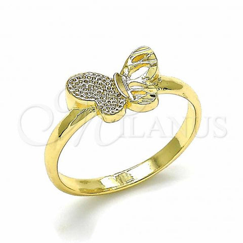 Oro Laminado Elegant Ring, Gold Filled Style Butterfly Design, Polished, Golden Finish, 01.233.0001.09 (Size 9)