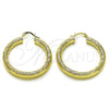 Oro Laminado Medium Hoop, Gold Filled Style Hollow Design, Diamond Cutting Finish, Golden Finish, 02.213.0225.40