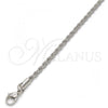 Rhodium Plated Basic Necklace, Rope Design, Polished, Rhodium Finish, 5.222.035.1.26