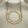 Oro Laminado Necklace and Bracelet, Gold Filled Style Flower Design, Polished, Golden Finish, 06.105.0010