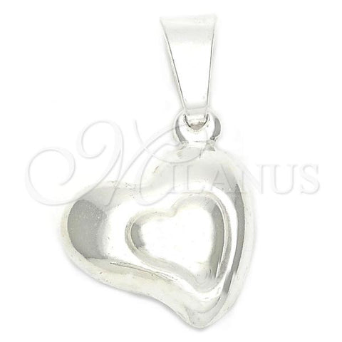 Sterling Silver Fancy Pendant, and Heart Polished, Silver Finish, 05.16.0209