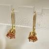 Oro Laminado Leverback Earring, Gold Filled Style with Pink Cubic Zirconia, Polished, Golden Finish, 5.128.093