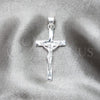 Sterling Silver Religious Pendant, Crucifix Design, Polished, Silver Finish, 05.392.0097