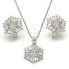 Sterling Silver Earring and Pendant Adult Set, with White Cubic Zirconia, Polished, Rhodium Finish, 10.175.0037