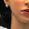Sterling Silver Earring and Pendant Adult Set, with White Cubic Zirconia, Polished, Rhodium Finish, 10.175.0047