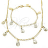 Oro Laminado Necklace and Bracelet, Gold Filled Style Teardrop Design, Polished, Golden Finish, 06.63.0205