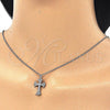 Sterling Silver Pendant Necklace, Cross Design, with White Cubic Zirconia, Polished, Rhodium Finish, 04.336.0114.16