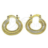 Oro Laminado Small Hoop, Gold Filled Style Greek Key Design, Polished, Golden Finish, 02.170.0525.25