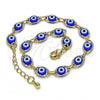 Oro Laminado Fancy Bracelet, Gold Filled Style Evil Eye Design, Blue Resin Finish, Golden Finish, 04.63.1347.2.07
