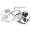 Sterling Silver Dangle Earring, Heart Design, Polished, Rhodium Finish, 02.183.0033