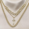 Stainless Steel Fancy Necklace, Miami Cuban and key Design, with Ivory Pearl, Polished, Steel Finish, 04.437.0002.16
