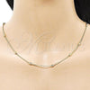 Oro Laminado Basic Necklace, Gold Filled Style Rolo and Ball Design, Polished, Golden Finish, 04.213.0323.24