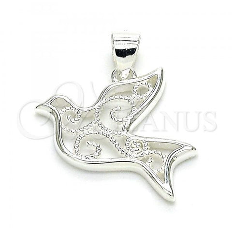 Sterling Silver Fancy Pendant, Bird Design, Polished,, 05.398.0055