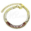 Oro Laminado Fancy Bracelet, Gold Filled Style with Garnet Cubic Zirconia, Polished, Golden Finish, 04.341.0097.1.07