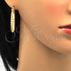Oro Laminado Medium Hoop, Gold Filled Style and Hollow Diamond Cutting Finish, Golden Finish, 02.170.0108.40