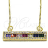 Oro Laminado Pendant Necklace, Gold Filled Style with Multicolor Cubic Zirconia, Polished, Golden Finish, 04.341.0011.20