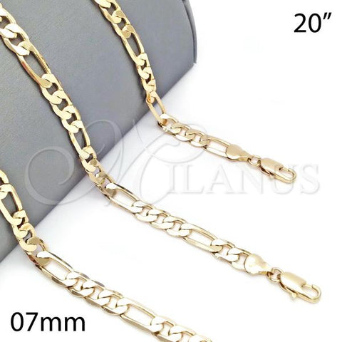 Oro Laminado Basic Necklace, Gold Filled Style Figaro Design, Polished, Golden Finish, 5.222.012.20