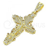 Oro Laminado Religious Pendant, Gold Filled Style Crucifix Design, Polished, Golden Finish, 05.351.0161