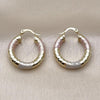 Oro Laminado Medium Hoop, Gold Filled Style Hollow Design, Diamond Cutting Finish, Tricolor, 02.213.0312.1.25