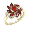 Oro Laminado Multi Stone Ring, Gold Filled Style with Ruby and White Cubic Zirconia, Polished, Golden Finish, 01.210.0094.1.07 (Size 7)