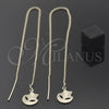 Oro Laminado Threader Earring, Gold Filled Style Star and Moon Design, Diamond Cutting Finish, Golden Finish, 5.115.002