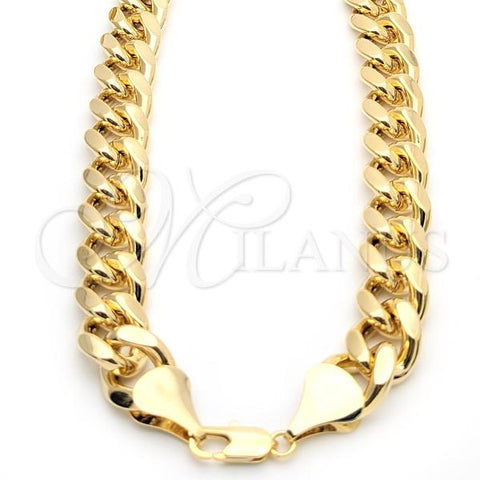 Oro Laminado Basic Necklace, Gold Filled Style Miami Cuban Design, Polished, Golden Finish, 03.419.0010.30