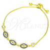 Sterling Silver Fancy Bracelet, with Sapphire Blue and White Cubic Zirconia, Polished, Golden Finish, 03.369.0006.2.10