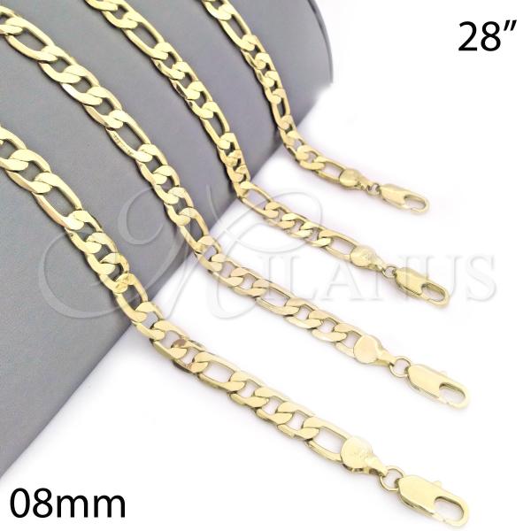 Oro Laminado Basic Necklace, Gold Filled Style Figaro Design, Polished, Golden Finish, 04.63.1187.28