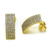 Oro Laminado Stud Earring, Gold Filled Style with White Micro Pave, Polished, Golden Finish, 02.283.0070