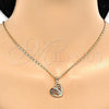 Oro Laminado Pendant Necklace, Gold Filled Style Heart Design, with White Micro Pave, Polished, Golden Finish, 04.195.0033.20