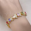 Oro Laminado Tennis Bracelet, Gold Filled Style with Multicolor Cubic Zirconia, Polished, Golden Finish, 03.206.0007.13.07