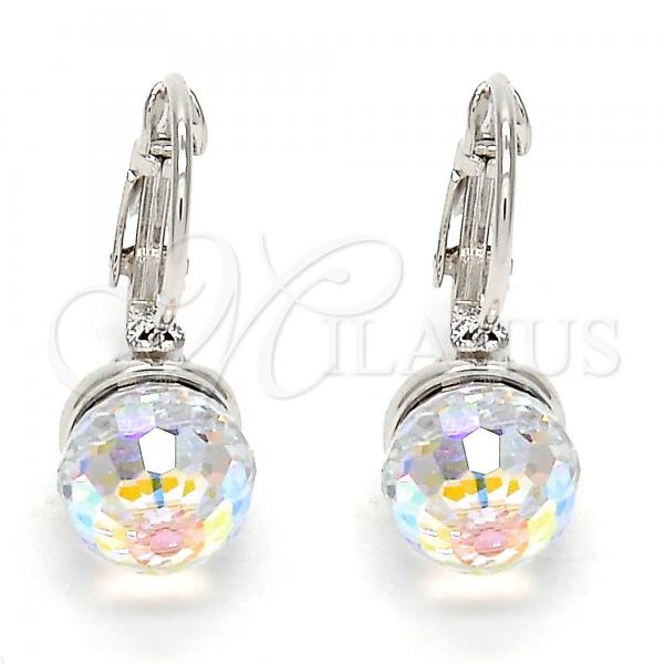 Rhodium Plated Leverback Earring, Disco Design, with Crystal Swarovski Crystals, Polished, Rhodium Finish, 02.239.0010