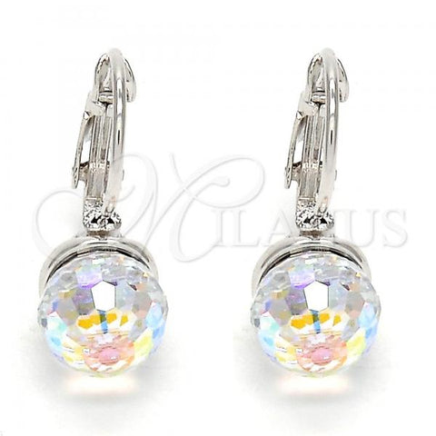 Rhodium Plated Leverback Earring, Disco Design, with Crystal Swarovski Crystals, Polished, Rhodium Finish, 02.239.0010
