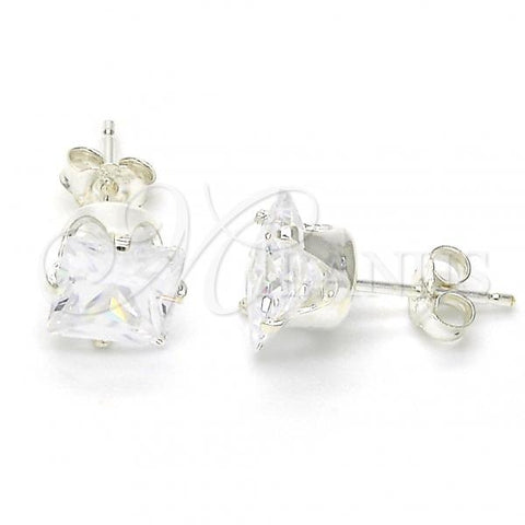 Sterling Silver Stud Earring, with White Cubic Zirconia, Polished,, 02.63.2612