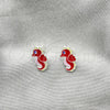 Sterling Silver Stud Earring, Seahorse Design, Red Enamel Finish, Silver Finish, 02.406.0011.01