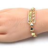 Oro Laminado Fancy Bracelet, Gold Filled Style Dolphin and Heart Design, Polished, Golden Finish, 03.63.1854.07