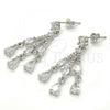 Rhodium Plated Long Earring, Teardrop Design, with White Cubic Zirconia, Polished, Rhodium Finish, 02.206.0054.2
