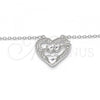 Sterling Silver Pendant Necklace, Heart Design, with White Cubic Zirconia, Polished, Rhodium Finish, 04.336.0026.16