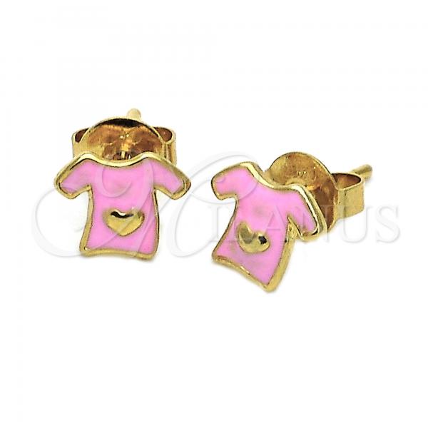 Oro Laminado Stud Earring, Gold Filled Style Pink Enamel Finish, Golden Finish, 5.126.005 *PROMO*