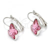 Rhodium Plated Leverback Earring, Butterfly Design, with Light Rose Swarovski Crystals, Polished, Rhodium Finish, 02.239.0011