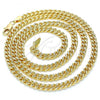 Oro Laminado Basic Necklace, Gold Filled Style Miami Cuban Design, Diamond Cutting Finish, Golden Finish, 04.63.1358.24